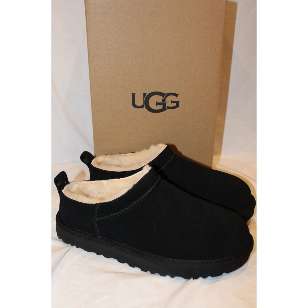 NIB UGG WOMEN'S MICRO MINI SUEDE SHEARLING LINED BOOTS BLACK US 7 EU 38 - Picture 4 of 8